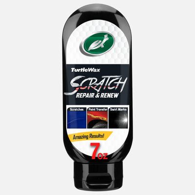 Turtle Wax Scratch Repair and Renew for car paint. Removes scratches, paint transfer, and swirl marks. Ideal for vehicle detailing. Turtle Wax Scratch Repair and Renew for car paint. Removes scratches, paint transfer, and swirl marks. Ideal for vehicle detailing.