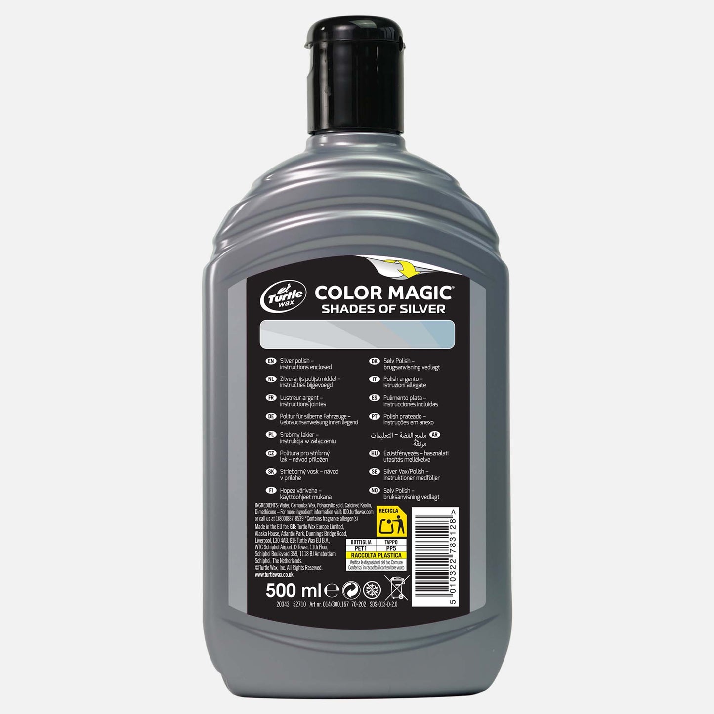 Turtle Wax Color Magic Silver for paintwork touch-ups. Restores colour and shine, perfect for silver shades. 500ml bottle.