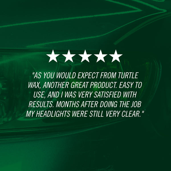 "As you would expect from Turtle Wax, another great product. Easy to use, and I was very satisfied with results. Months after doing the job my headlights were still very clear."