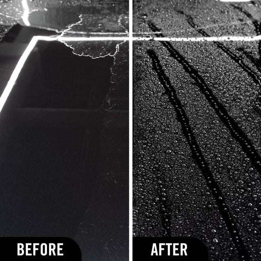 Before and after comparison of a car surface