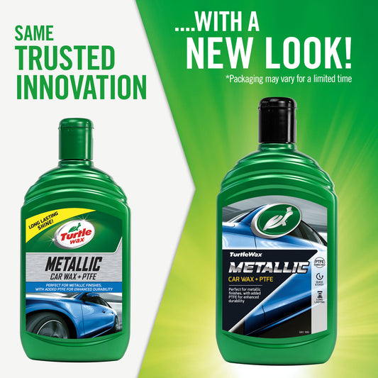 Turtle Wax Metallic Car Wax with PTFE enhances metal paintwork. This polish (500ml) gives a long-lasting shine with enhanced durability.