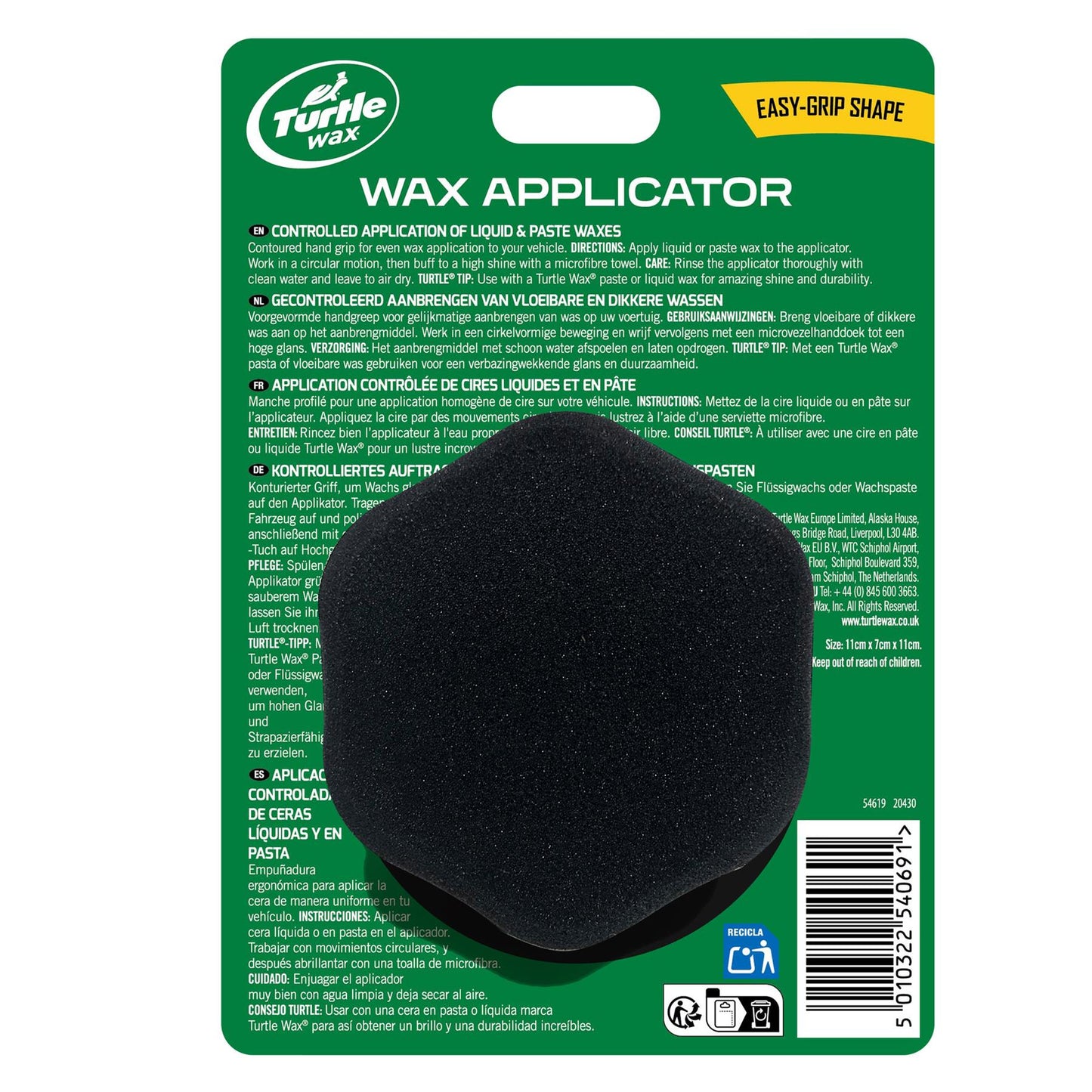 Turtle Wax Ultimate Wax Applicator for controlled application of liquid, paste, or spray waxes on cars, motorbikes, & boats.