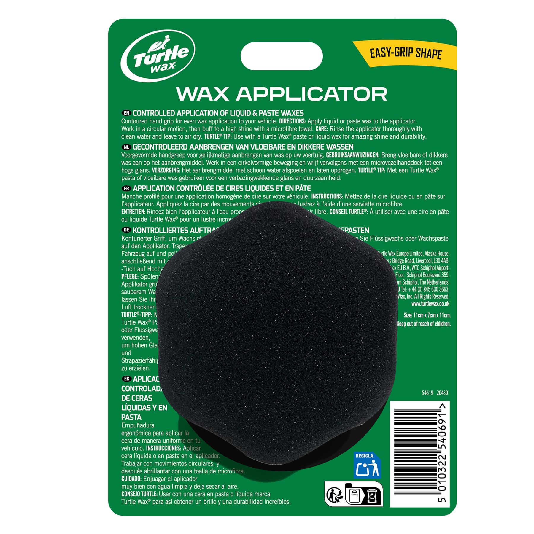 Turtle Wax Ultimate Wax Applicator for controlled application of liquid, paste, or spray waxes on cars, motorbikes, & boats.
