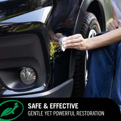 Turtle Wax Renew & Restore Wipes infographic outlining safe and effective powerful restoration