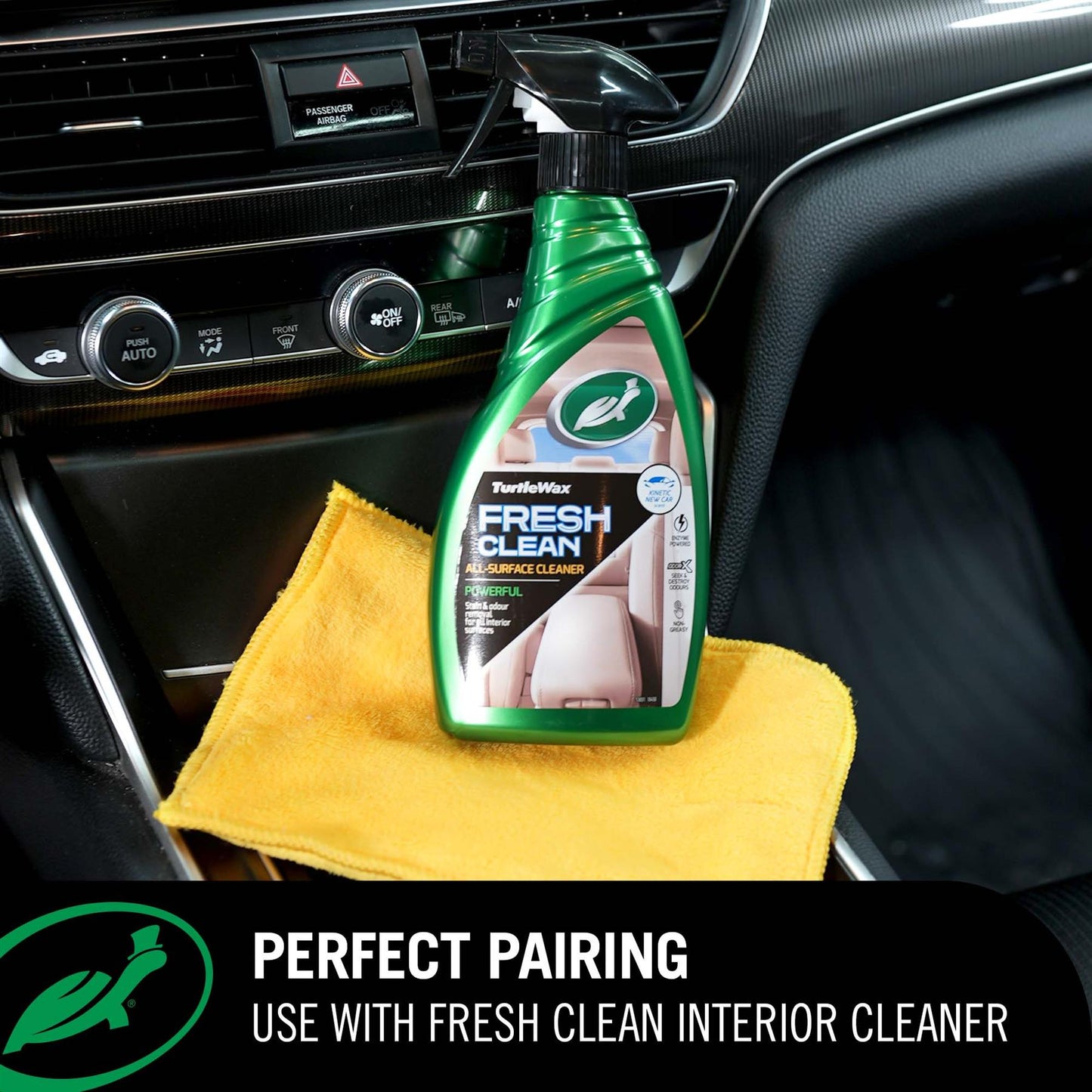 Fresh Clean Dust Magnet mitt perfect pairing infographic with Fresh Clean Interior cleaner