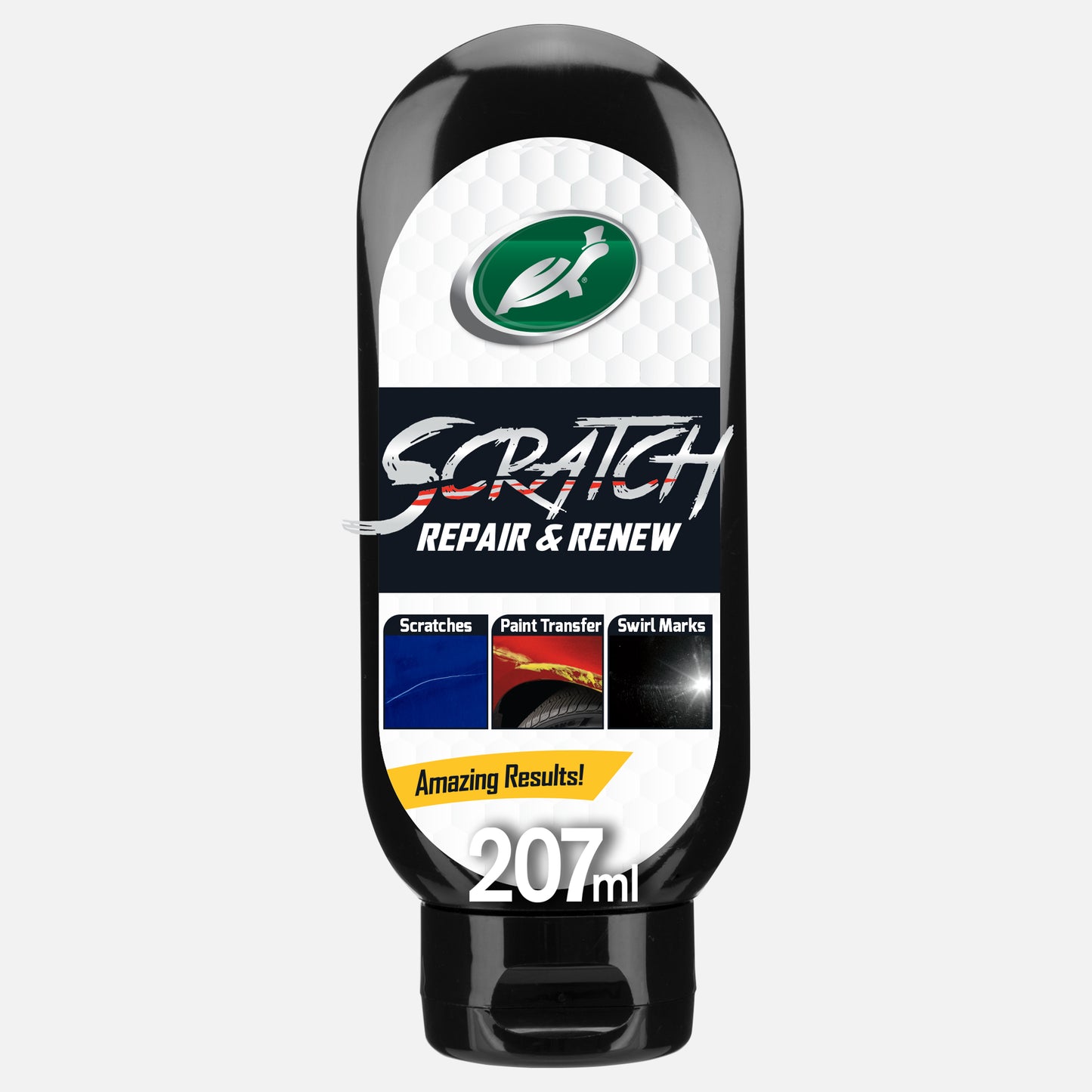 Turtle Wax Scratch Repair and Renew for car paint. Removes scratches, paint transfer, and swirl marks. Ideal for vehicle detailing.