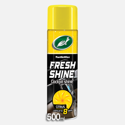 Turtle Wax Fresh Shine 500ml citrus car interior cockpit cleaner with 8 day air freshener.
