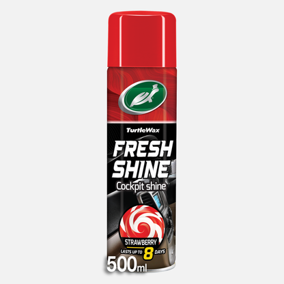 Turtle Wax Fresh Shine Strawberry: Cockpit cleaner for an 8 day lasting, fresh car scent. 500ml air freshener.