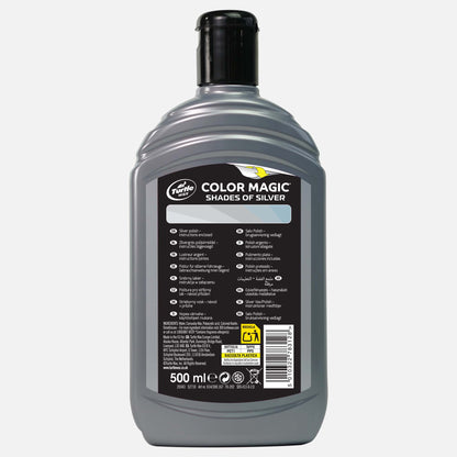 Turtle Wax Color Magic Silver for paintwork touch-ups. Restores colour and shine, perfect for silver shades. 500ml bottle.