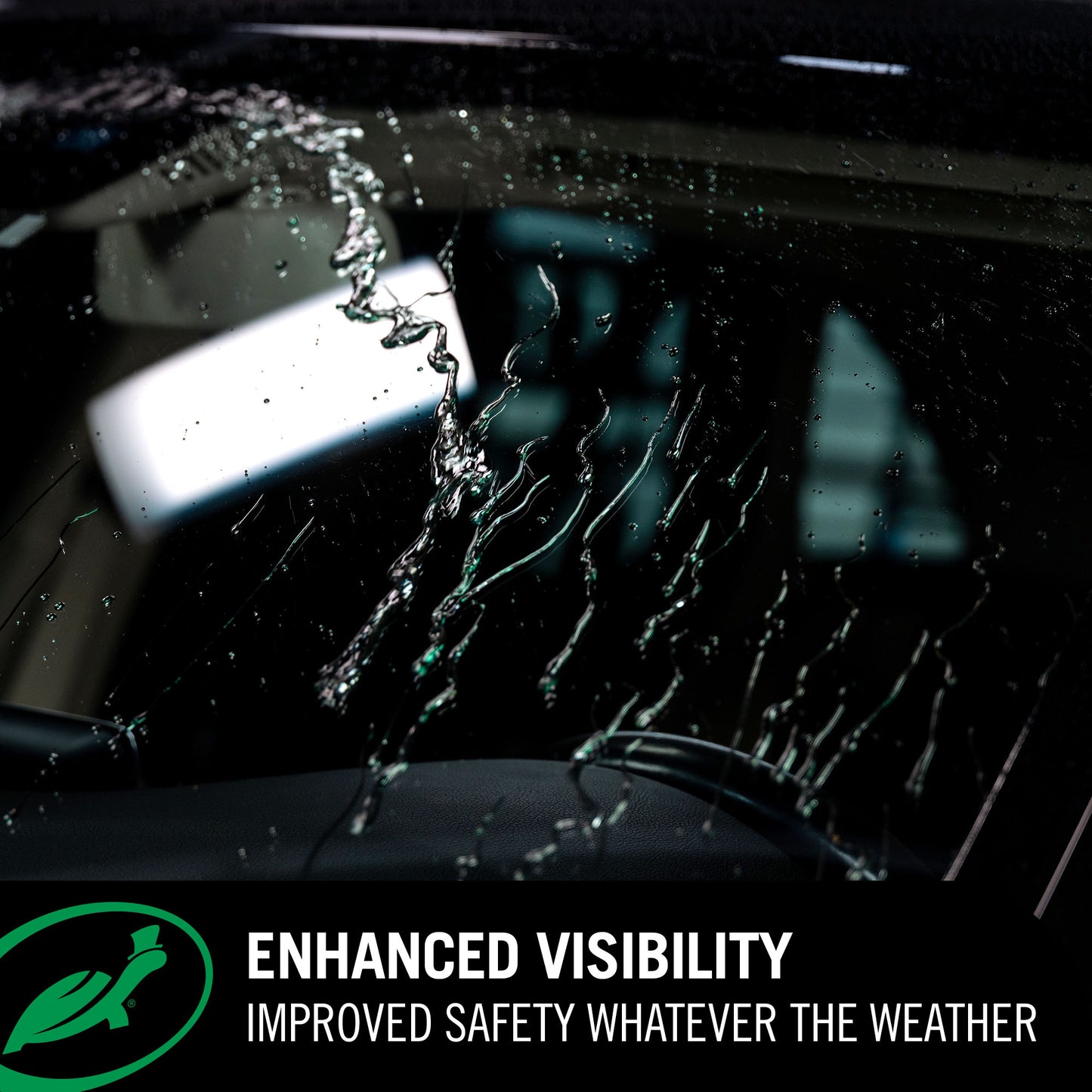 Turtle Wax Clear Vue rain repellent, 300ml. Windscreen treatment improves visibility. Repels rain, sleet and snow. Lasts for months.