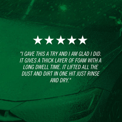 "I gave this a try and I am glad I did. It gives a thick layer of foam with a long dwell time. It lifted all the dust and dirt in one hit just rinse and dry."