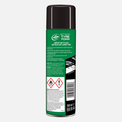 Turtle Wax Wet n Black Tyre Foam. Cleans, shines, and protects your car tyres. Long lasting, quick application. 500ml.