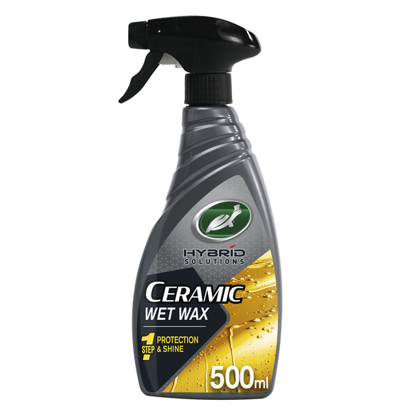 Turtle Wax Hybrid Solutions ceramic wet wax. Spray-on car detailing for amazing shine and protection. Easy to apply and leaves a glossy finish.