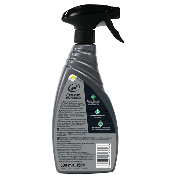 Turtle Wax Hybrid Solutions spray for vehicle surface protection. Durable coating for superior shine. 500ml bottle.