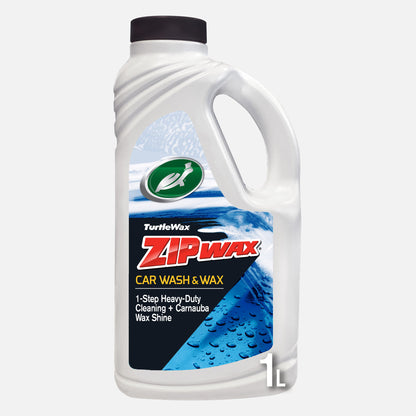 Turtle Wax Zip Wax car wash & wax, 1L bottle. Carnauba wax for streak-free shine & protection. Quick, easy cleaning.