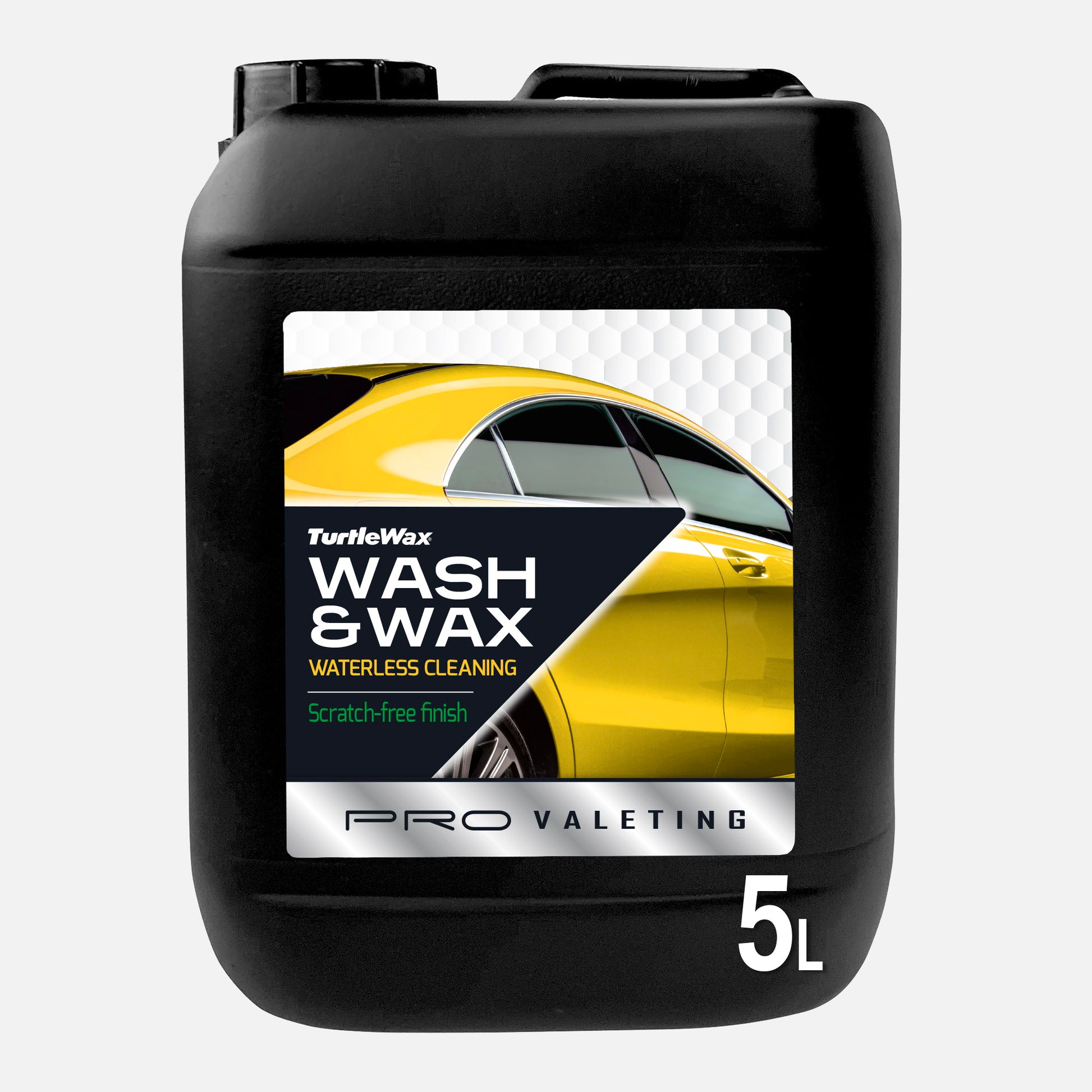 Turtle Wax 5L waterless wash & wax for valeting. Carnauba enriched, repels water, & cleans without water. Scratch-free finish.
