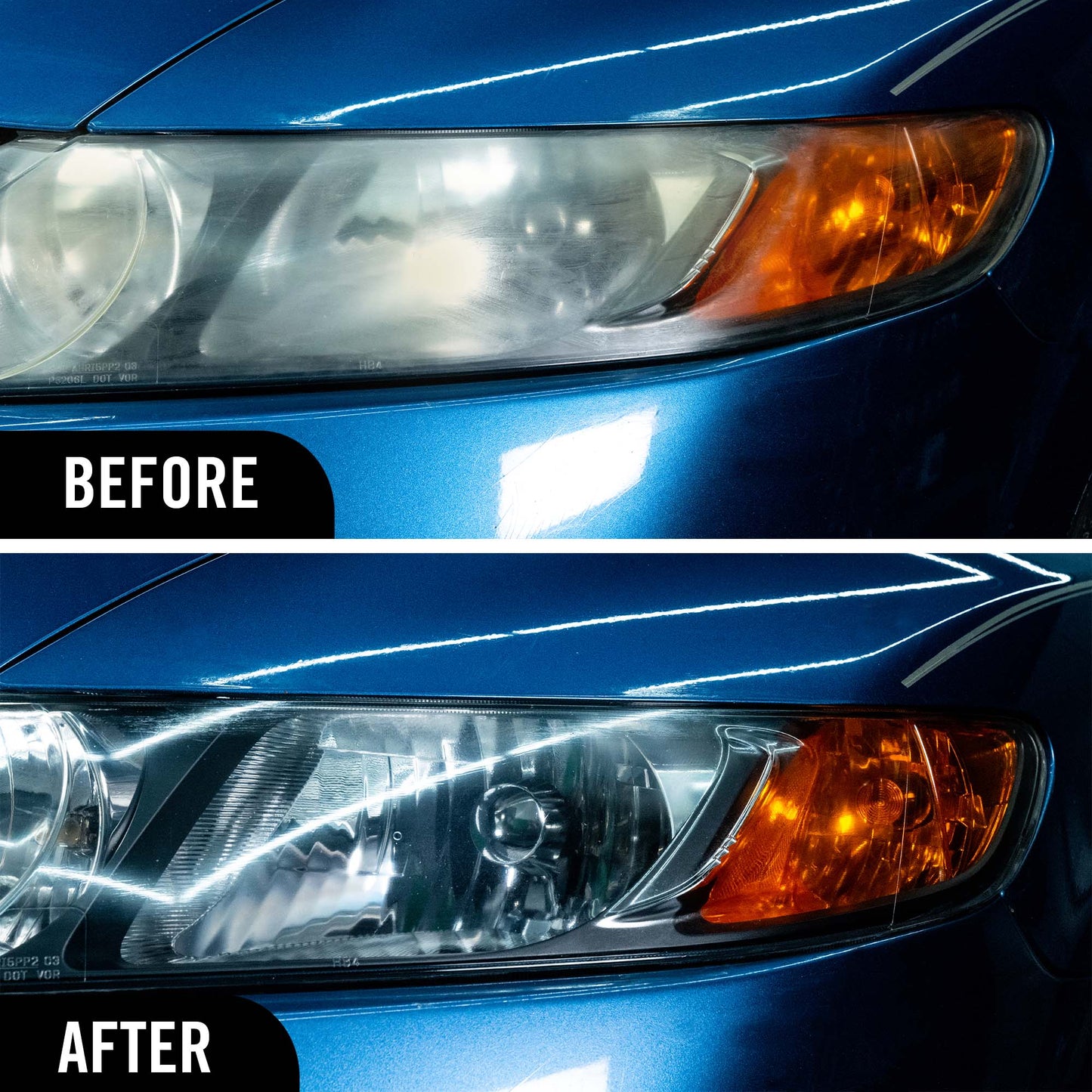 Restores foggy, discoloured headlights to like-new
