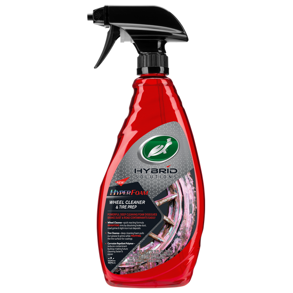 Front-rendered image of HS HyperFoam Wheel Cleaner and Tire Prep, 680ML bottle in high detail.