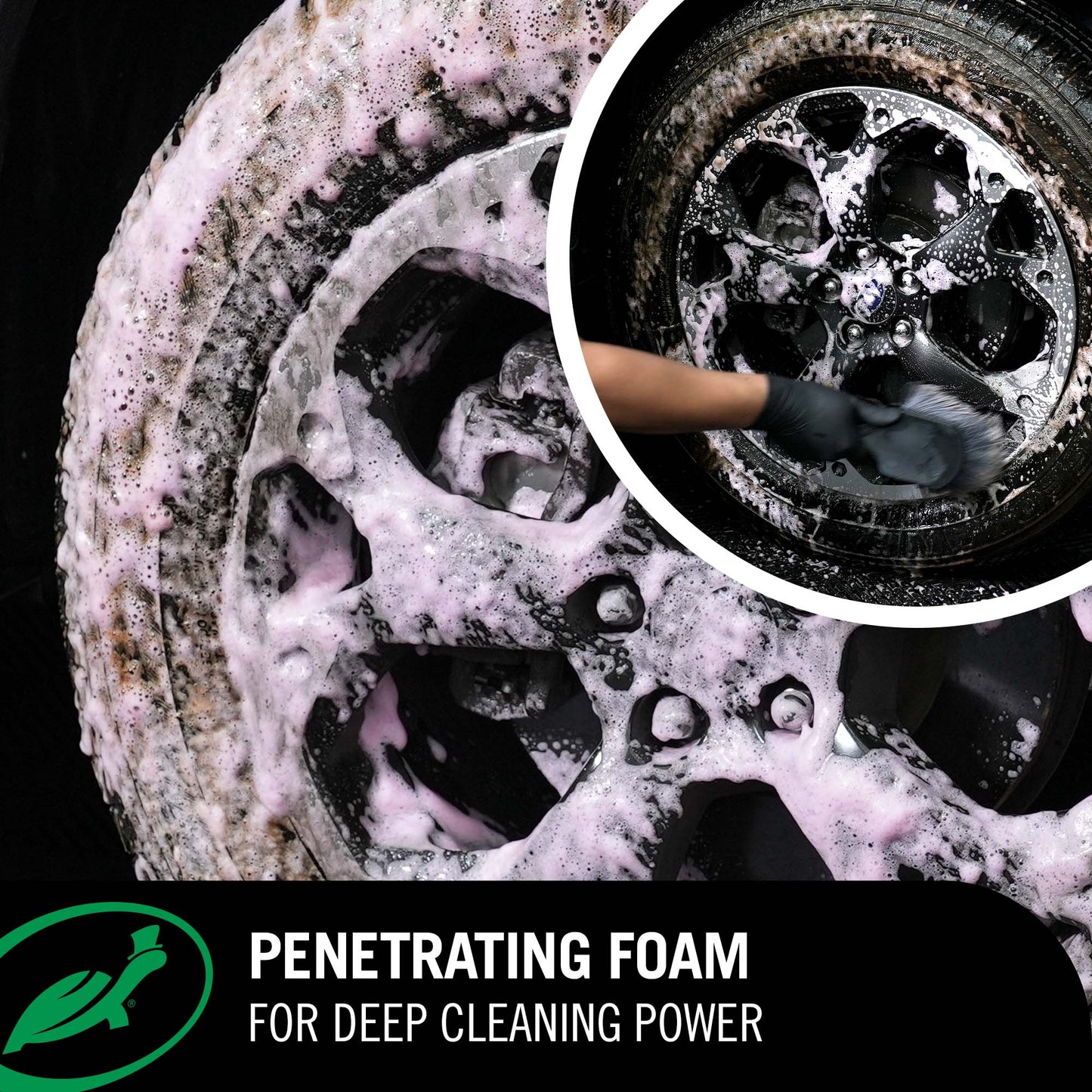 Hyperfoam Wheel and Tyre Cleaner penetrates dirt and grime for deep cleaning