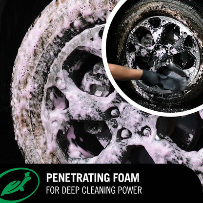 Hyperfoam Wheel and Tyre Cleaner penetrates dirt and grime for deep cleaning