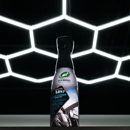 Turtle Wax Hybrid Solutions streak-free mist for car glass, inside & out. Fine misting spray provides improved visibility.