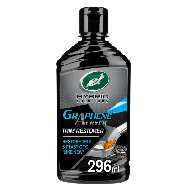 Turtle Wax Hybrid Solutions restores faded trim. Graphene acrylic polymers give UV protection against fading and sun damage. Durable coating.

