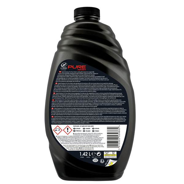 Turtle Wax Hybrid Solutions Pure Wash 1.42L car cleaning solution. Car detailing product for effective & safe grime removal.