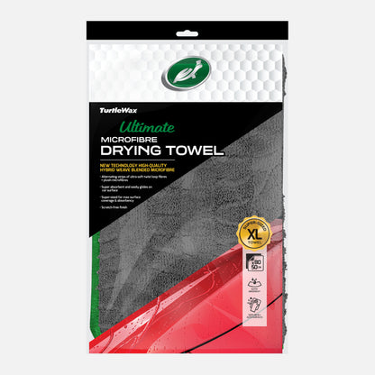 Turtle Wax XL microfibre drying towel. Hybrid weave tech for cars. Extra-large, super absorbent, and scratch-free car care. 80x50 cm.