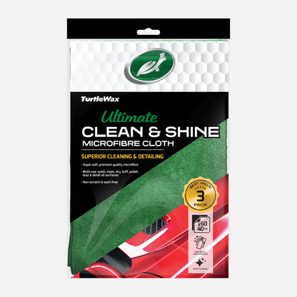 Turtle Wax Microfibre Cloths (3 Pack) for car cleaning & detailing. Superior cleaning on all auto surfaces. Clean, dry, buff and shine.