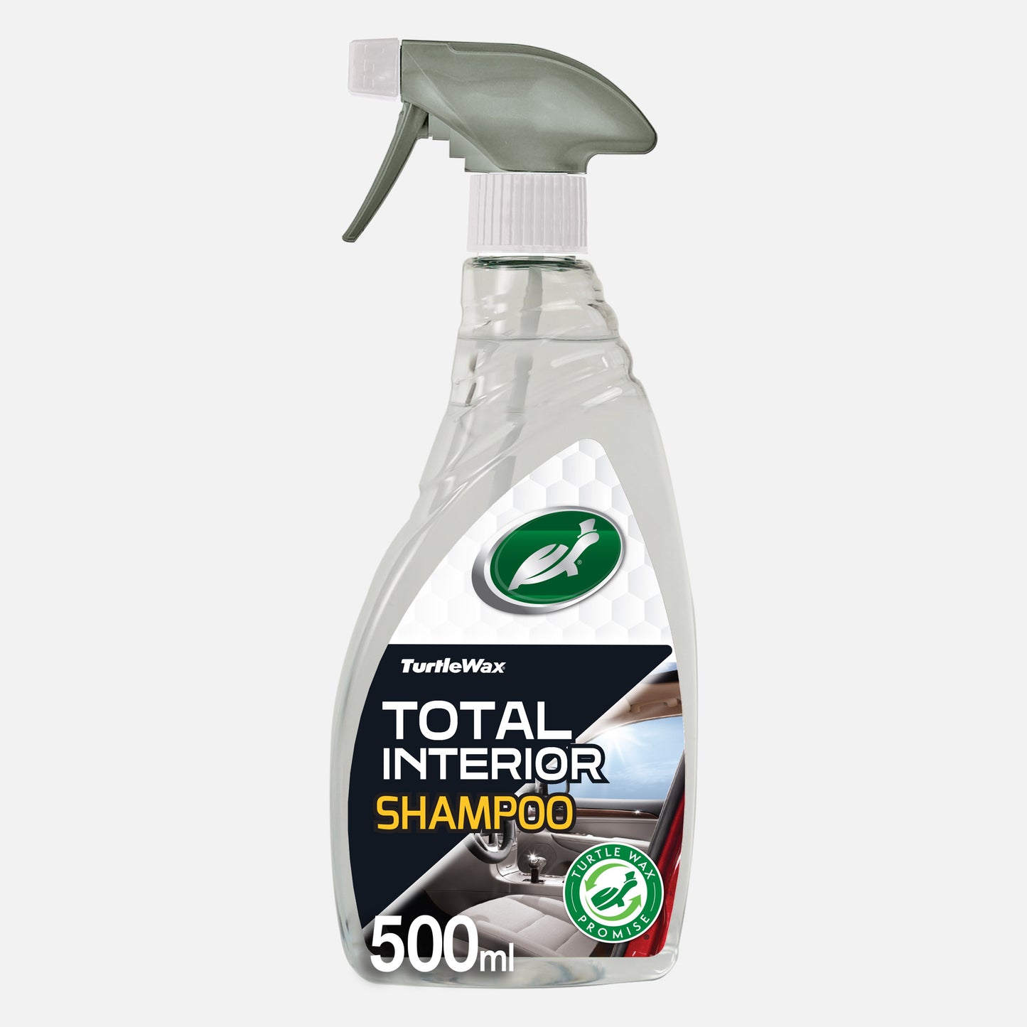 Turtle Wax car upholstery cleaner with trigger spray. Perfect for valeting fabrics, carpets & vinyls. Fresh linen scent.