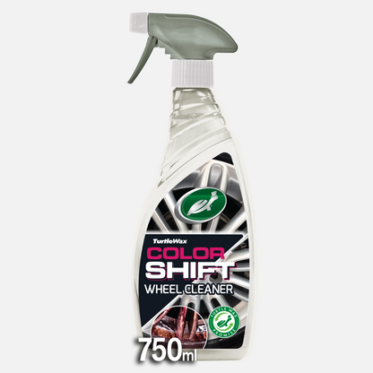 Turtle Wax Color Shift Wheel Cleaner in 750ml XL size. Colour changing formula removes grime, dirt and brake dust from vehicle wheels.