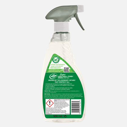 Turtle Wax Super Hard Shell Finish spray wax. A car detailing spray for achieving a durable, water-beading finish. 500ml volume.
