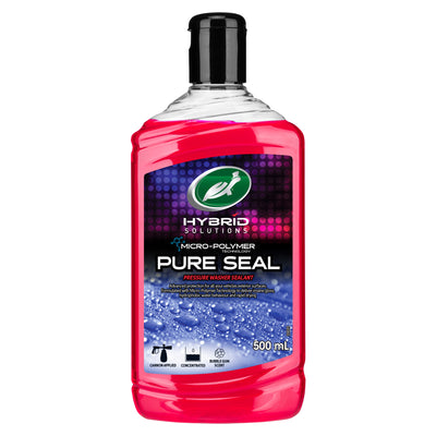 Turtle Wax Hybrid Solutions Pure Seal for jet washers. Bubblegum scent. Micro-polymer tech, hydrophobic effect. Concentrated.