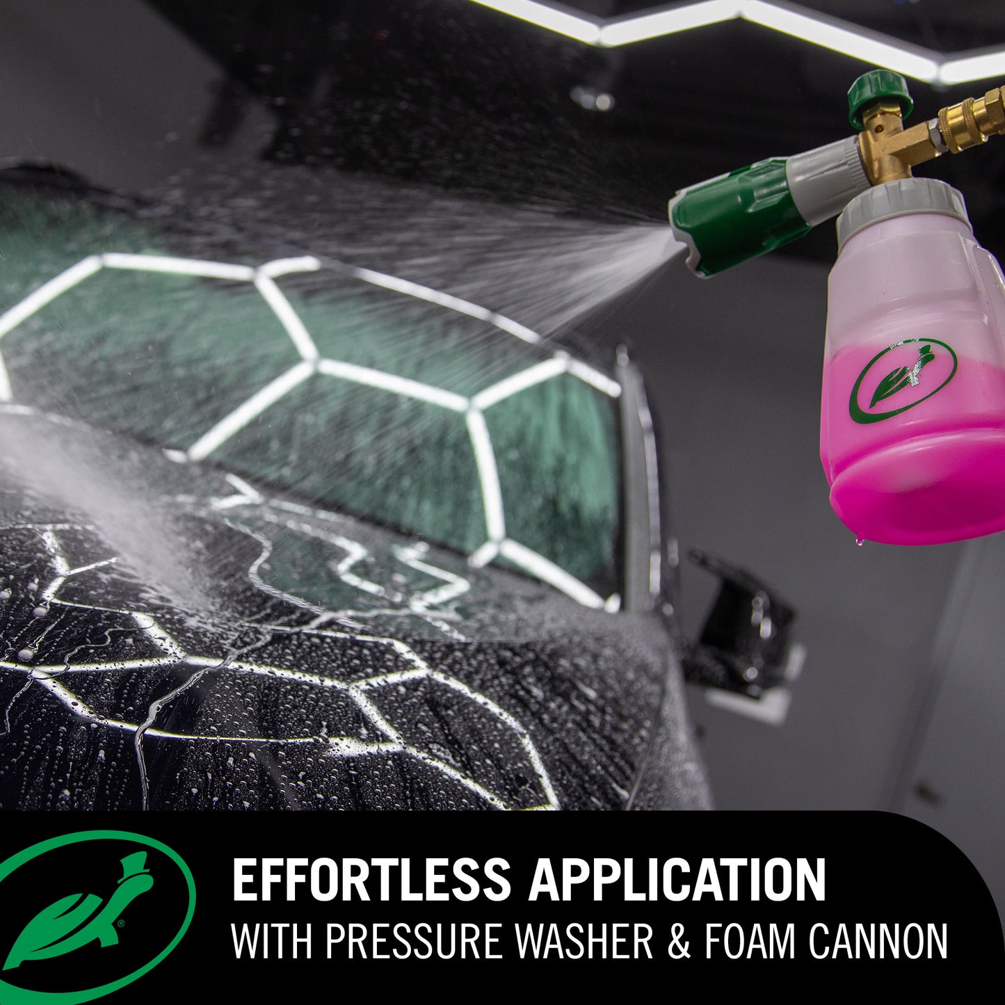EFFORTLESS APPLICATION through a pressure washer with a foam gun attachment