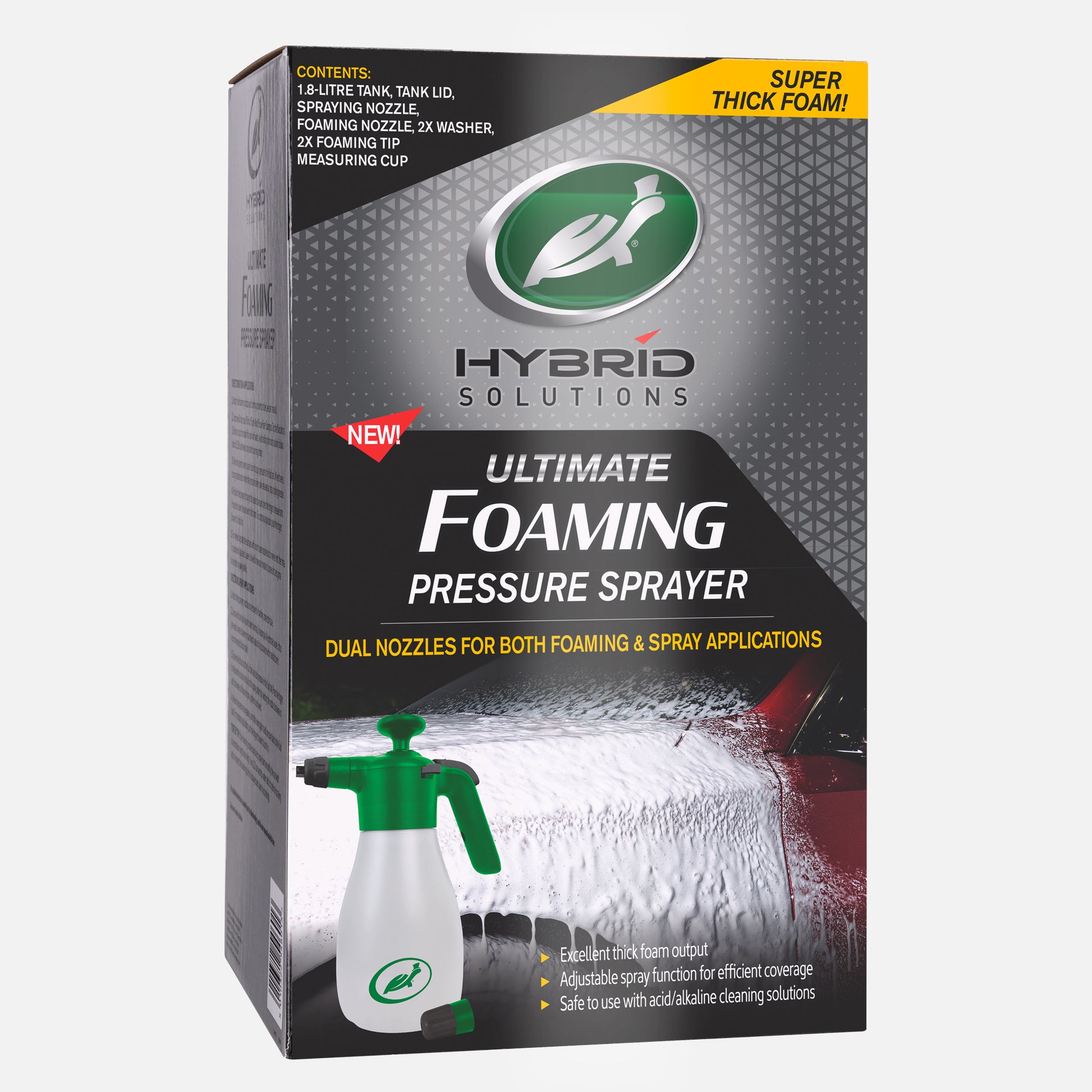 Turtle Wax Hybrid Solutions Ultimate Foaming Pressure Sprayer. Includes dual nozzles for creating thick foam during car washing.