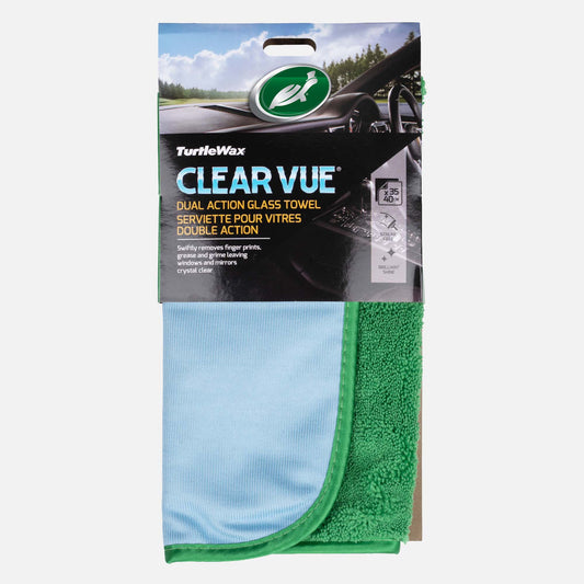  Clear Vue Dual Action Glass Towel. Dual-sided microfiber removes smudges and buffs to a streak-free shine.
