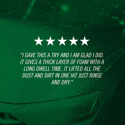 "I gave this a try and I am glad I did. It gives a thick layer of foam with a long dwell time. It lifted all the dust and dirt in one hit just rinse and dry."