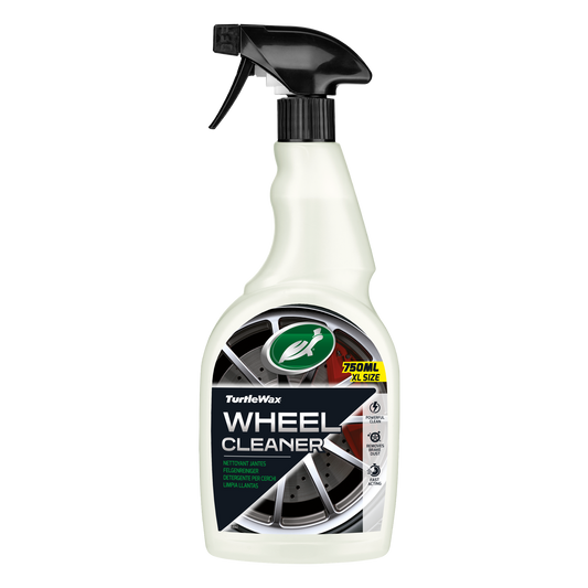 Turtle Wax wheel cleaner spray bottle on a white background