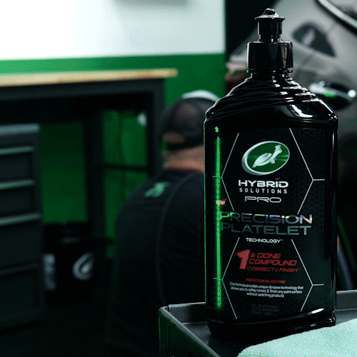 Animated GIF showing application and shine enhancement from HS Pro 1 & Done on a vehicle hood