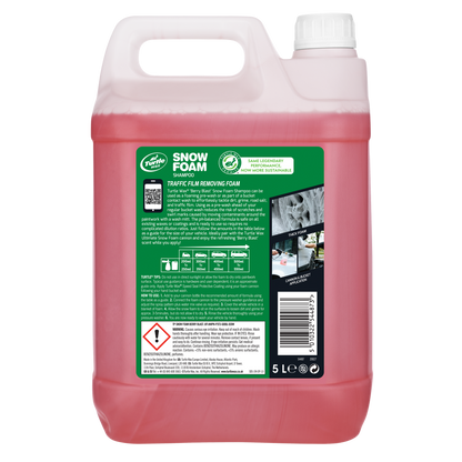 5L Snow Foam car wash solution. Featuring Turtle Wax branding. For automotive detailing and valeting. Made in the UK.