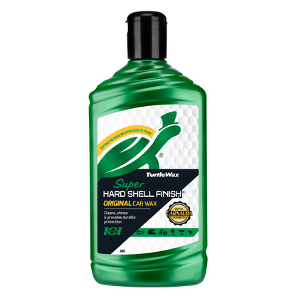 Turtle Wax Super Hard Shell Finish for a deep shine. Car wax provides durable protection with depth.