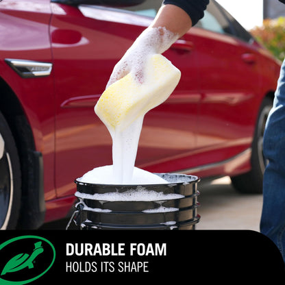 Jumbo Sponge infographic showing the sponge being dipped in snow foam