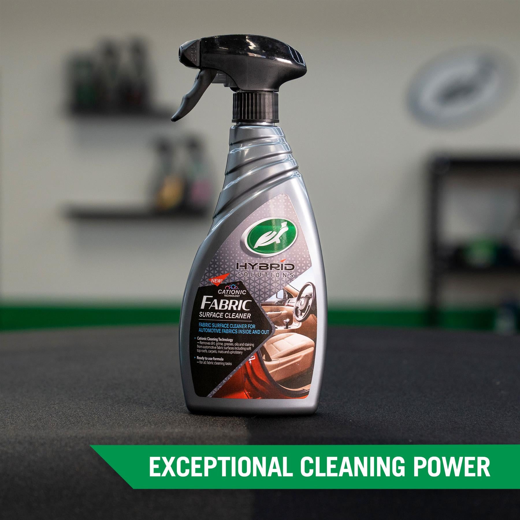 Turtle Wax Hybrid Solutions Fabric Cleaner spray. Cationic tech cleans automotive fabric, removes grime, oils and stains.