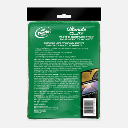 Turtle Wax Ultimate Clay Mitt prepares paintwork, chrome, & glass for polishing by removing embedded contaminants. Restores smoothness.