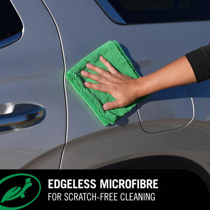 Turtle Wax Deluxe Microfibre Dual Action Towel being used to clean a grey car