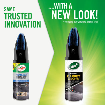 Turtle Wax carpet & mats heavy-duty cleaner with applicator brush. Deep cleaning foam with odour neutralisers for your car.