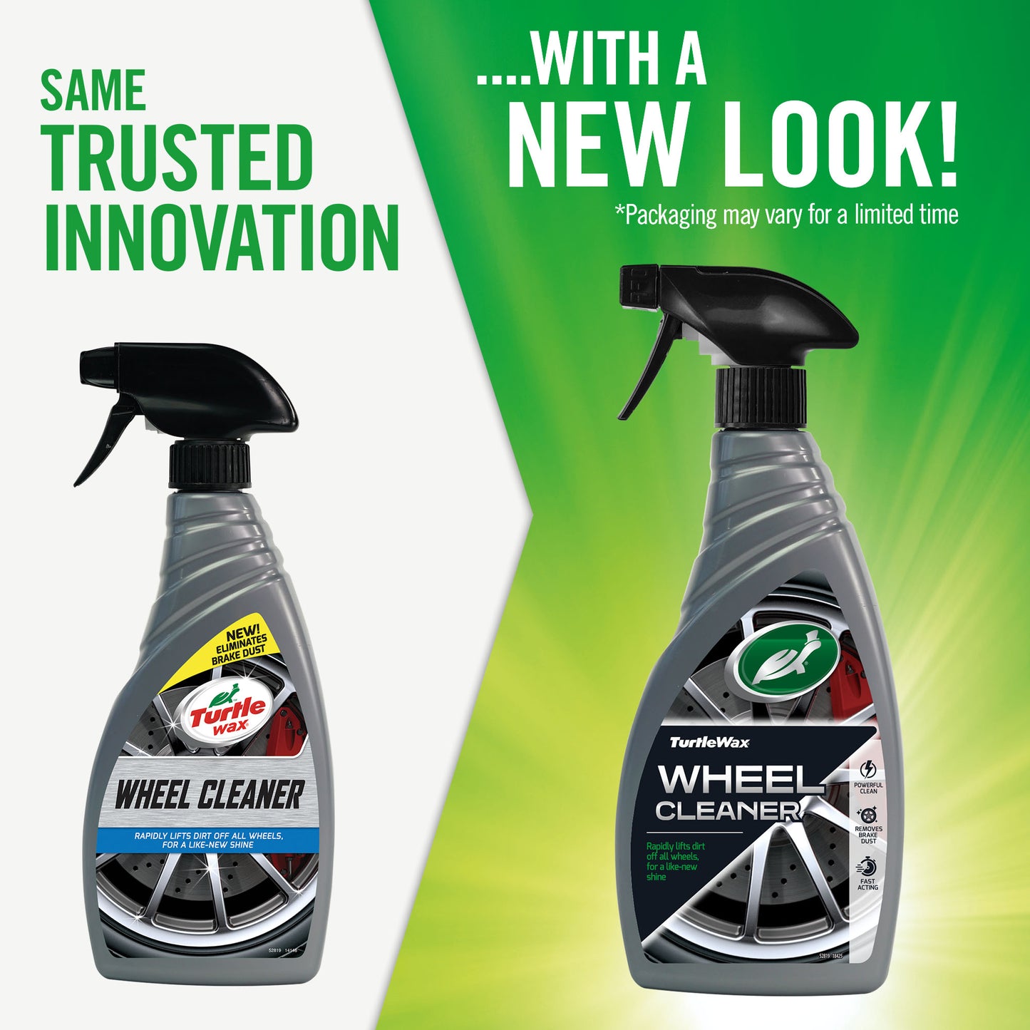 Turtle Wax Wheel Cleaner, 500ml. Car wheel cleaner removes brake dust & dirt for a like-new shine. Grey spray bottle with a new look.