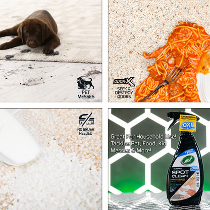 Turtle Wax Spot Clean tackles household messes: pet mishaps, spilled milk, & spaghetti stains. No brush required.
