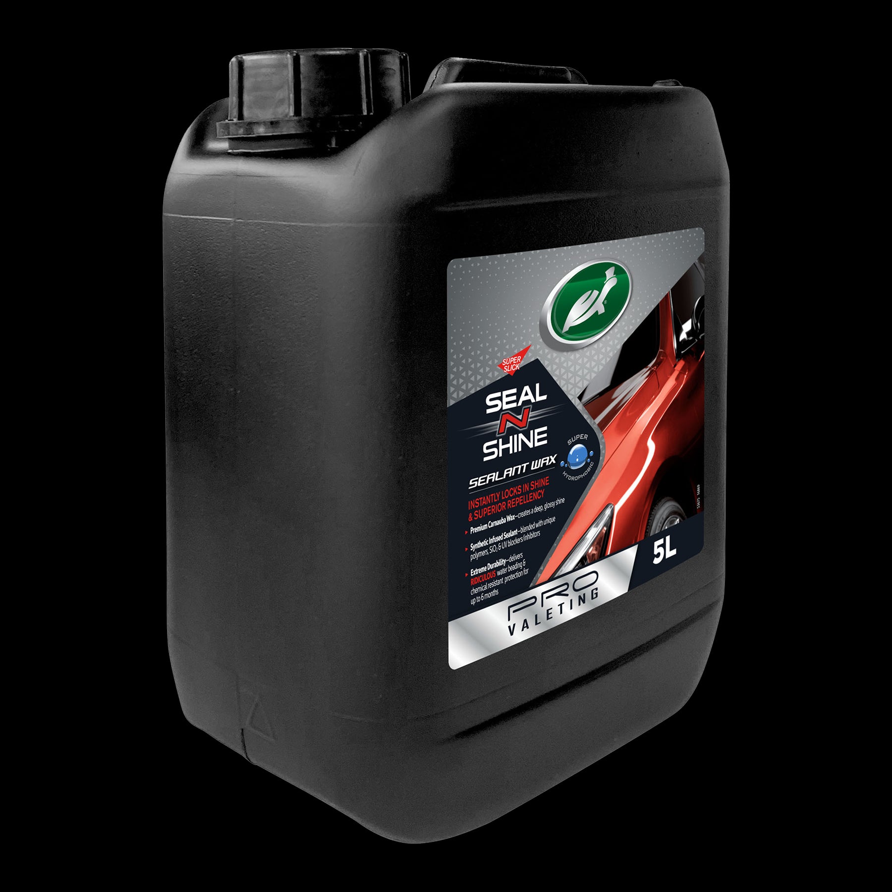 5L Turtle Wax Seal 'n' Shine for pro valeting. Car sealant wax instantly locks in shine and provides superior water repellency.