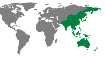 Asia Pacific region on an illustrative map